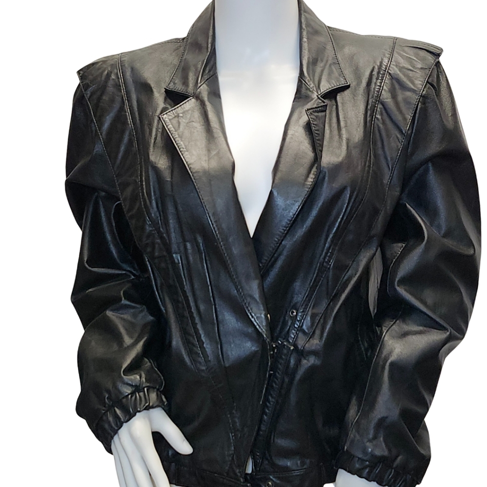 Bermans Leather Motorcycle Jacket, M, Black